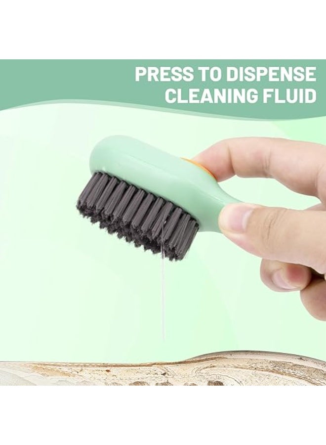 Two-piece shoe cleaning brush set with liquid dispenser for cleaning athletic shoes, sports shoes, and football boots, with handle and soft bristles for shoes, laundry, and bathroom use. - Image 4